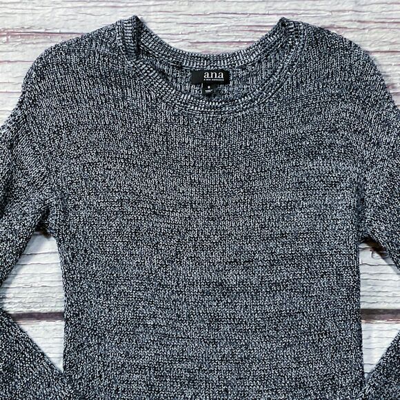 ana Womens Sweater Top size Small Gray Pullover Tunic Short Dress Cotton Stretch - Picture 3 of 10